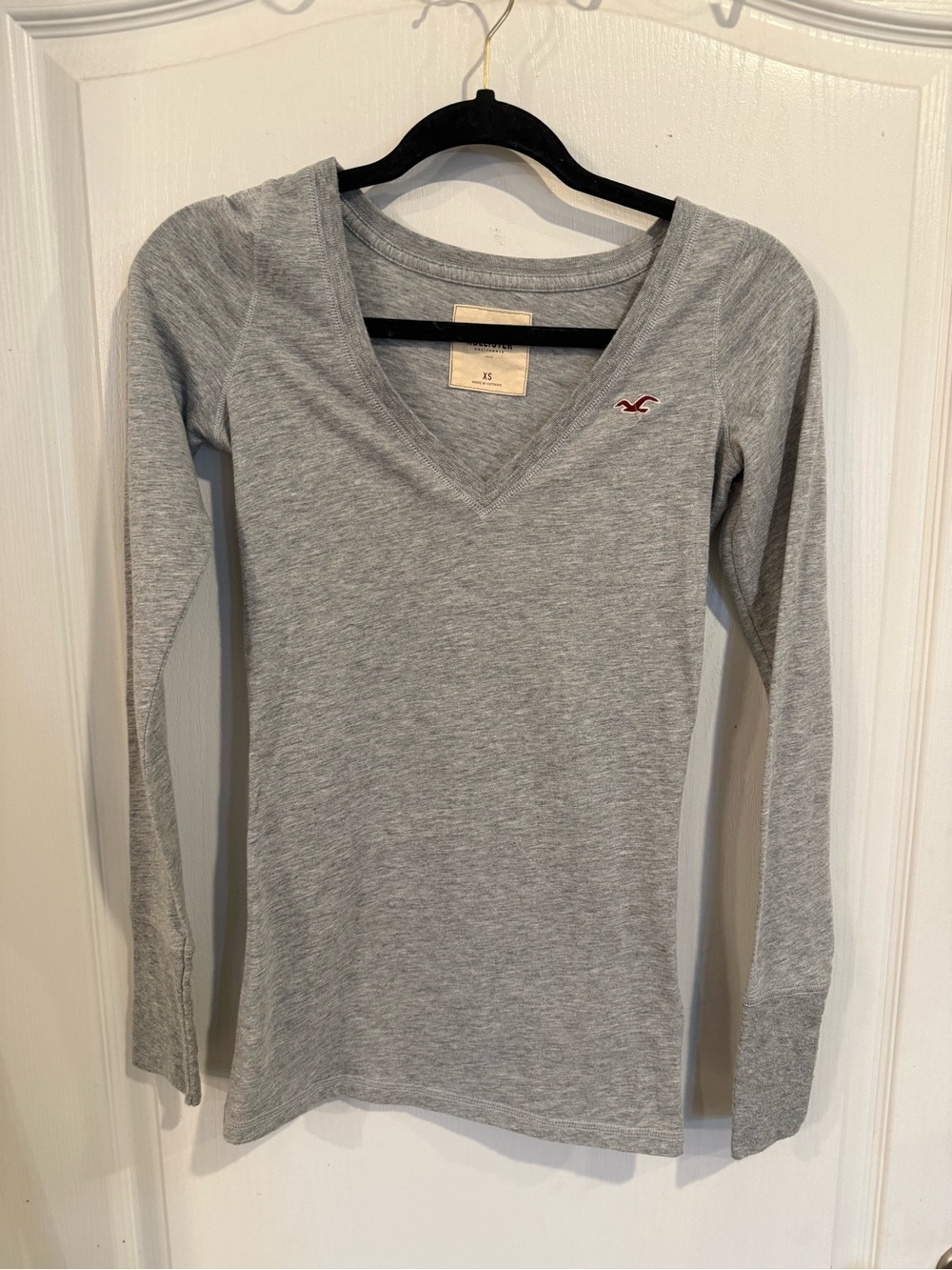Hollister vintage gray V-neck lightweight Henley long sleeve y2k 2000s shirt XS